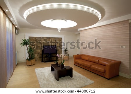 Modern Living Room Design on Modern Ceiling Lights In Living Room Stock Photo 44880712