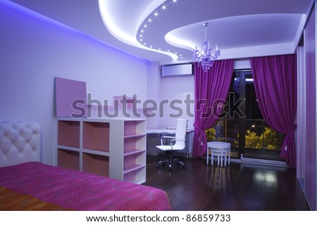 Interior of a modern purple room