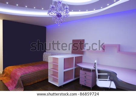Interior of a modern purple room