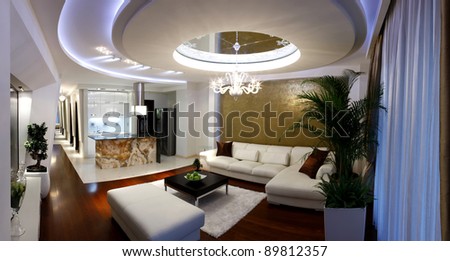 Interior of a modern living room (panorama)