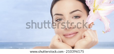 Nice woman face on the seaside