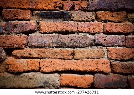 Ruin and ancient orange brick wall surface background texture