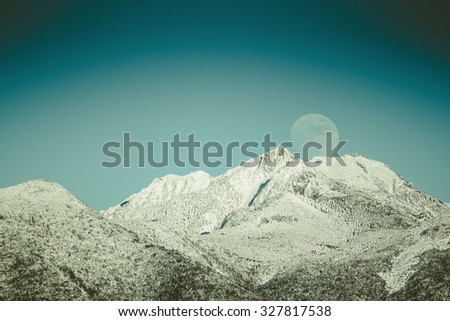 top of mountains ,moon , vintage