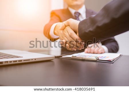 Business Man. Business handshake and business people. handshake Business concept. Shake hands after their meeting. man handshake. Shake hands in office.