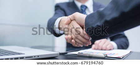 Business Man. Business handshake and business people. panoramic banner