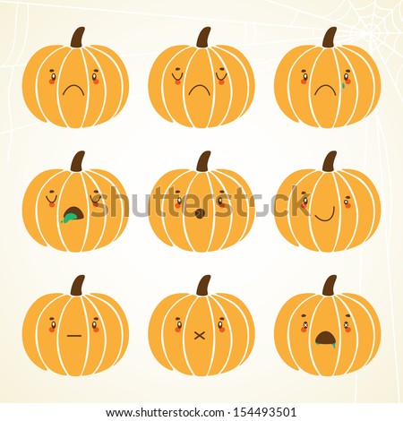 Pumpkin smiley: sad, dissatisfied, weeping, ill, shock, grin, silence, no emotions, dead