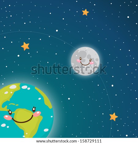Cute Earth and Moon in space Cute Earth and Moon in space