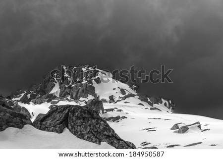 Mountain, storm - black and white