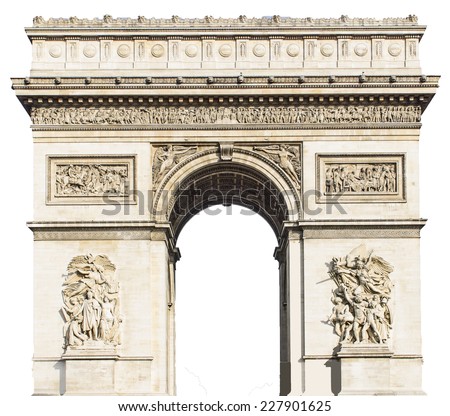 Arc de Triomphe, Paris, France - Isolated on white background