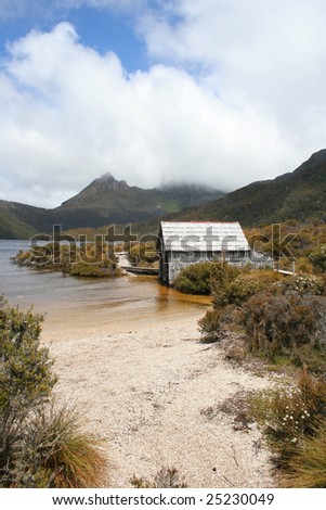 Historic Boat-Shed on Dove Lake, Cradle Mountain Wilderness World Heritage Area, Tasmania,  Australia