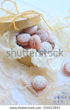 homemade almond cookies in a gift box