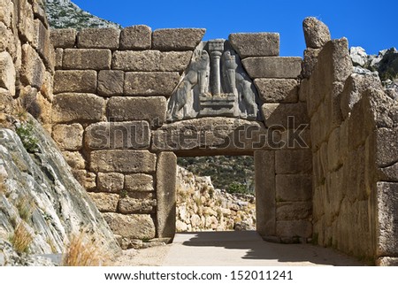 Greece. Archaeological Site Of Mycenae - The Lion Gate. The Archaeological Sites Of Mycenae And Tiryns Is On Unesco World Heritage List Since 1999