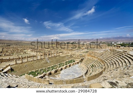 Algeria. Timgad (ancient Thamugadi or Thamugas). General view of city built on the classical Roman\'s square