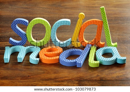 Social media written in foam letters concept for social networking within youth culture