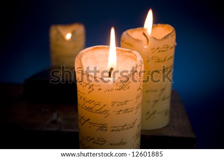 Burning candles creating a warm romantic setting
