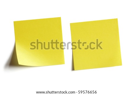 Two yellow sticky note reminders on a white background Two yellow sticky note reminders on a white background