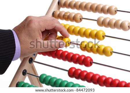 Accountant or businessman counting on an abacus concept for calculating finance