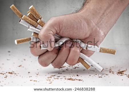 Man refusing cigarettes concept for quitting smoking and healthy lifestyle