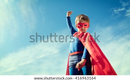 Superhero child concept for childhood, imagination and aspirations