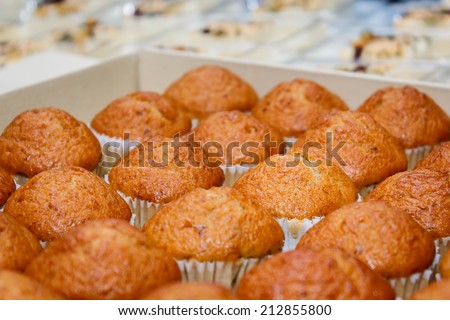 Banana muffin cakes in package,