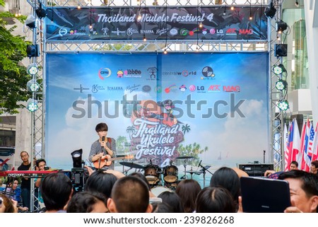 Bangkok - November 30: Thailand Ukulele Festivak 4 at Central World, Shopping Mall on November 30, 2014 in Bangkok Thailand.