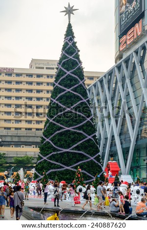 Bangkok - Nov 30: Front of Central World, shopping mall with Festival and Christmas decoration on November 30, 2014 at Bangkok Thailand.