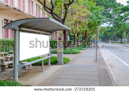 Blank signboard at bus stop for your advertisement or graphic design