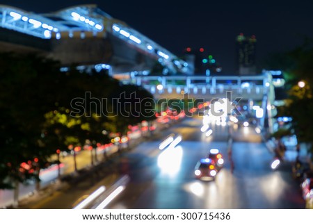 Blur abstract car on a road night background