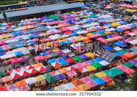 Bangkok, Thailand - August 9, 2015: Night market train a second-hand market, back of Esplanade Ratchadapisek Department store