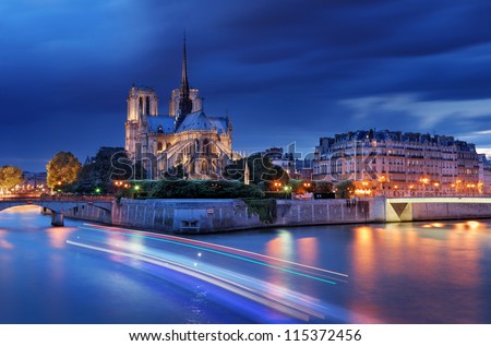 Panorama Of The Island Cite With Cathedral Notre Dame De Paris In Paris, France.