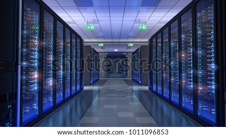 Server room, bit coin mining, supercomputing, command center 3d