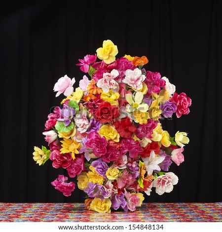 A large bouquet of colorful flowers.