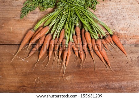 Home grown carrots create a frame for copy and text.