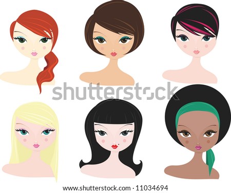 stock vector : vector women hairstyles