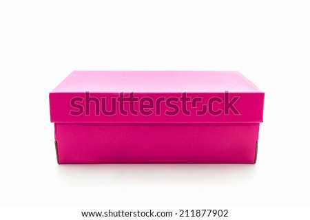 Pink shoe box on white background with clipping path. For shoes, electronic device and other products.