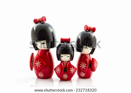 Japanese kokeshi dolls, made of wood and is one of the most famous Japanese dolls and toys.