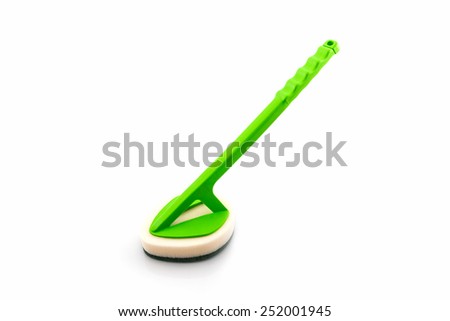 Clean scrubber on white background, household cleaning sponge for cleaning.