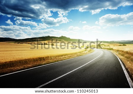 asphalt road in Tuscany Italy