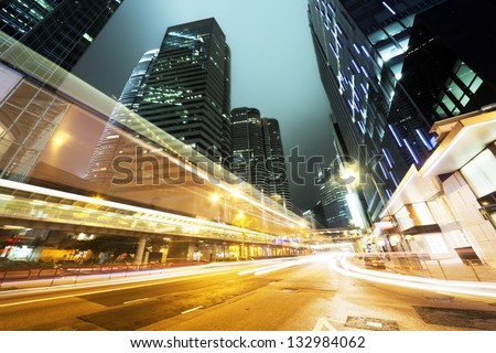 traffic in Hong Kong at night traffic in Hong Kong at night