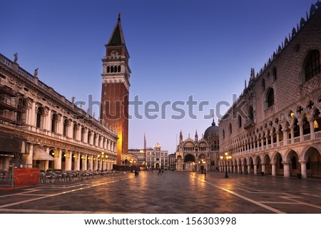 San Marco square after sunset. Venice, Italy