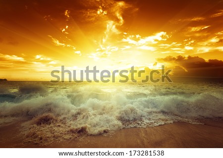 Sunset On Seychelles Beach