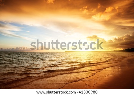 sunrise and atlantic ocean in Dominican republic