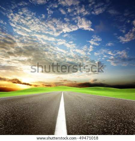 road and sunset