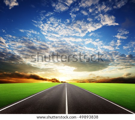 road and sunset