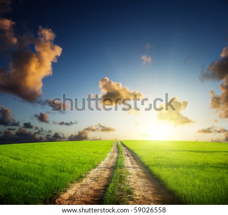 ground road and sunset
