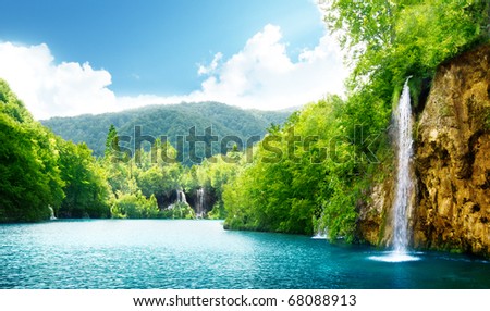waterfall in deep forest of Croatia