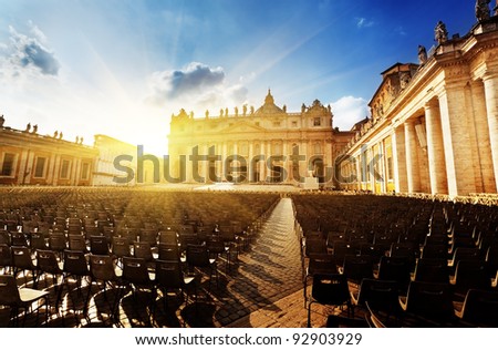 Saint Peter\'s Square in Vatican and seats
