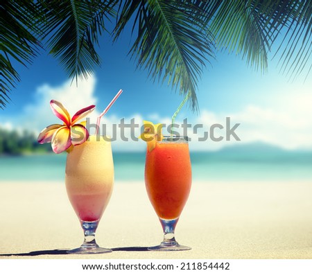 fresh fruit juices on a tropical beach fresh fruit juices on a tropical beach