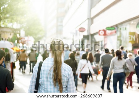 young woman on street of London
