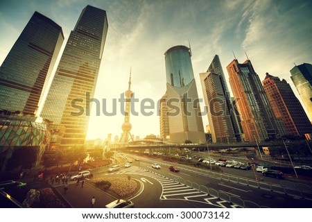 road in Shanghai lujiazui financial center, China
